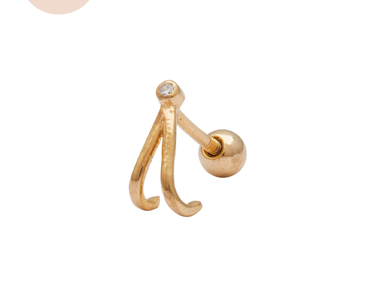 18K Gold Fill Faye Wishbone Single Stud | S-kin Studio Jewelry | Ethical Piercing Earrings