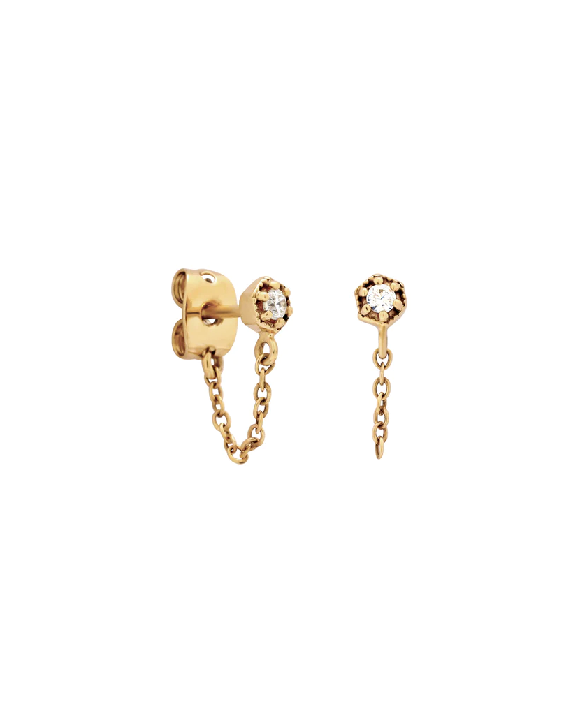 Ingrid Solid Gold Chain Stud | 9K Solid Gold Earrings | S-kin Studio Jewelry | Ethical Jewelry That Lasts