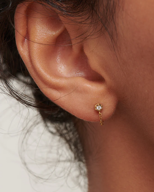 Ingrid Solid Gold Chain Stud | 9K Solid Gold Earrings – S-kin Studio ...