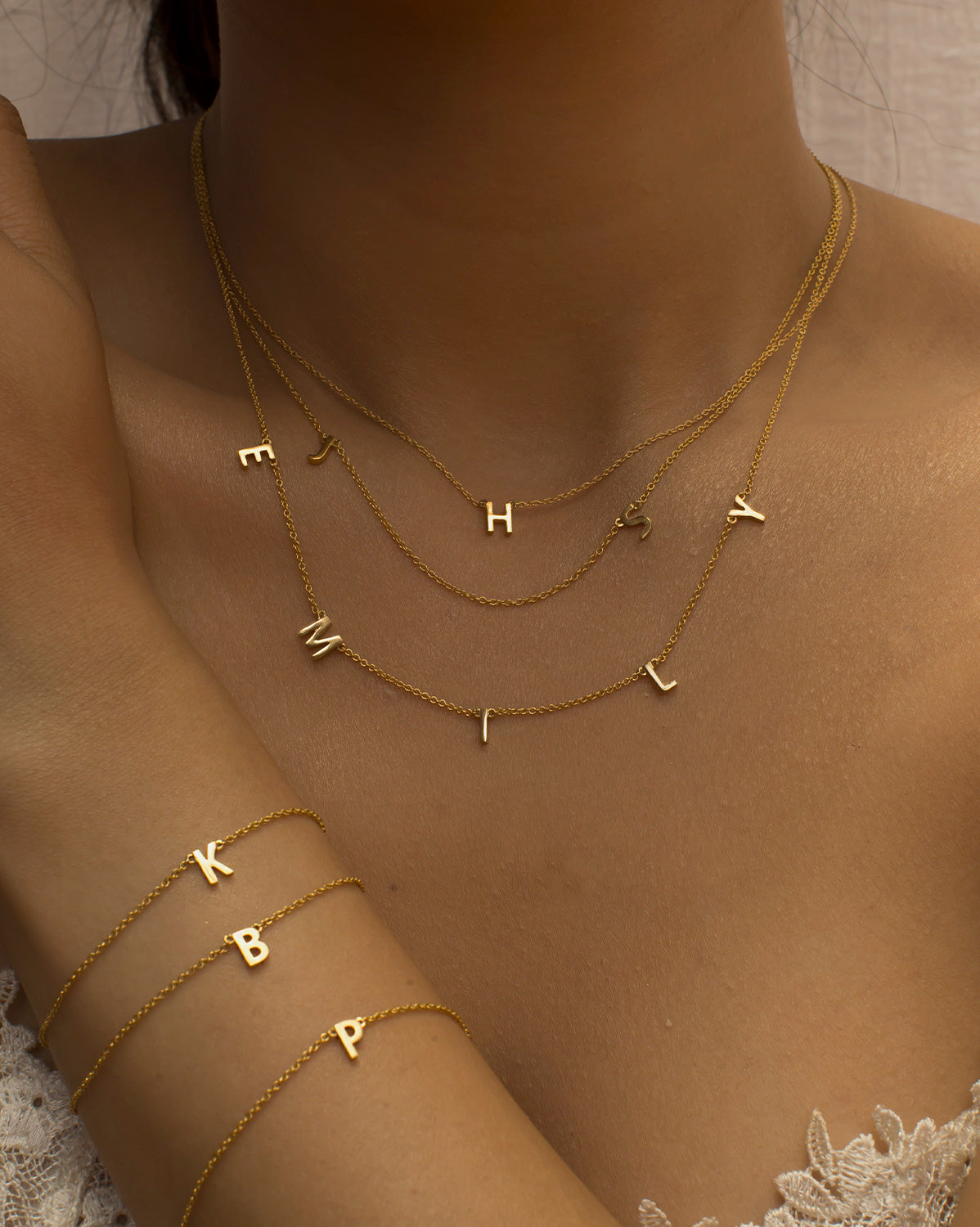 Gold necklace deals with name initials