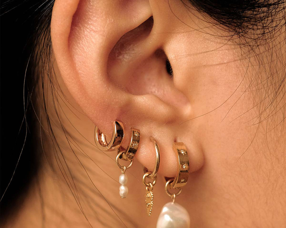 Gold Ivy Huggie Hoops - S-kin Studio Jewelry | Minimal Jewellery That Lasts.