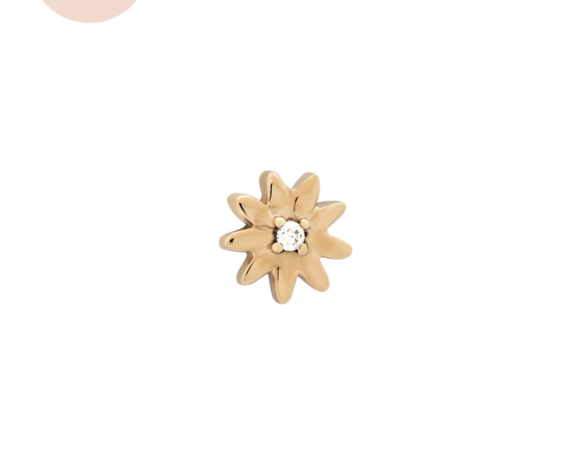 Leilani Solid Gold Flower Diamond Stud | 9K Solid Gold Earrings | S-kin Studio Jewelry | Ethical Jewelry That Lasts