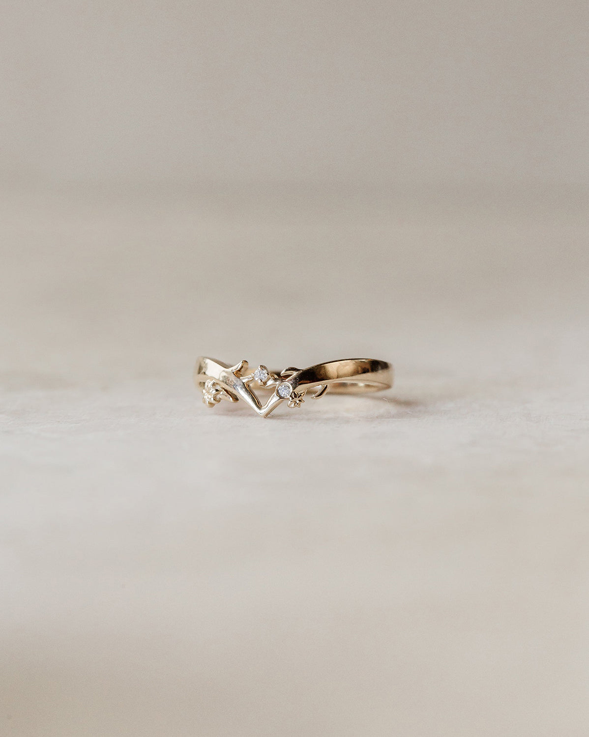 White Gold Lovelace Wishbone Ring