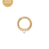 14K Solid Gold Mina Trio Gemstone Hoop | S-kin Studio Jewelry | Ethical Piercing Earrings 