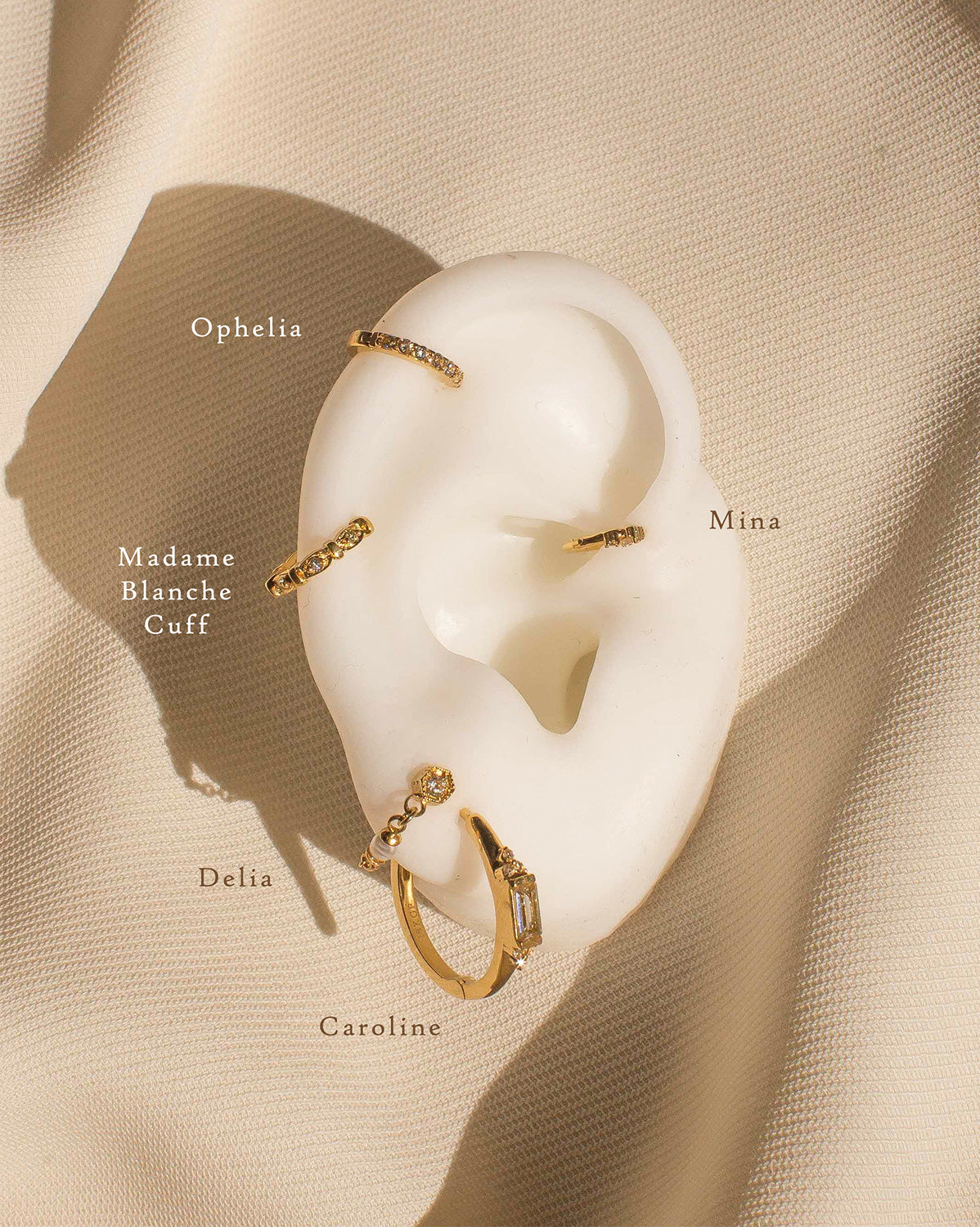 18K Gold Fill Ophelia Pave Huggie Hoop | S-kin Studio Jewelry | Ethical Piercing Earrings