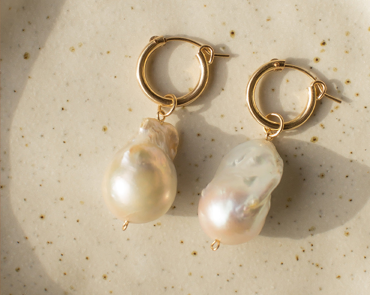 Aphrodite Baroque Pearl Earrings (Single Pearl) - S-kin Studio Jewelry | Minimal Jewellery That Lasts.