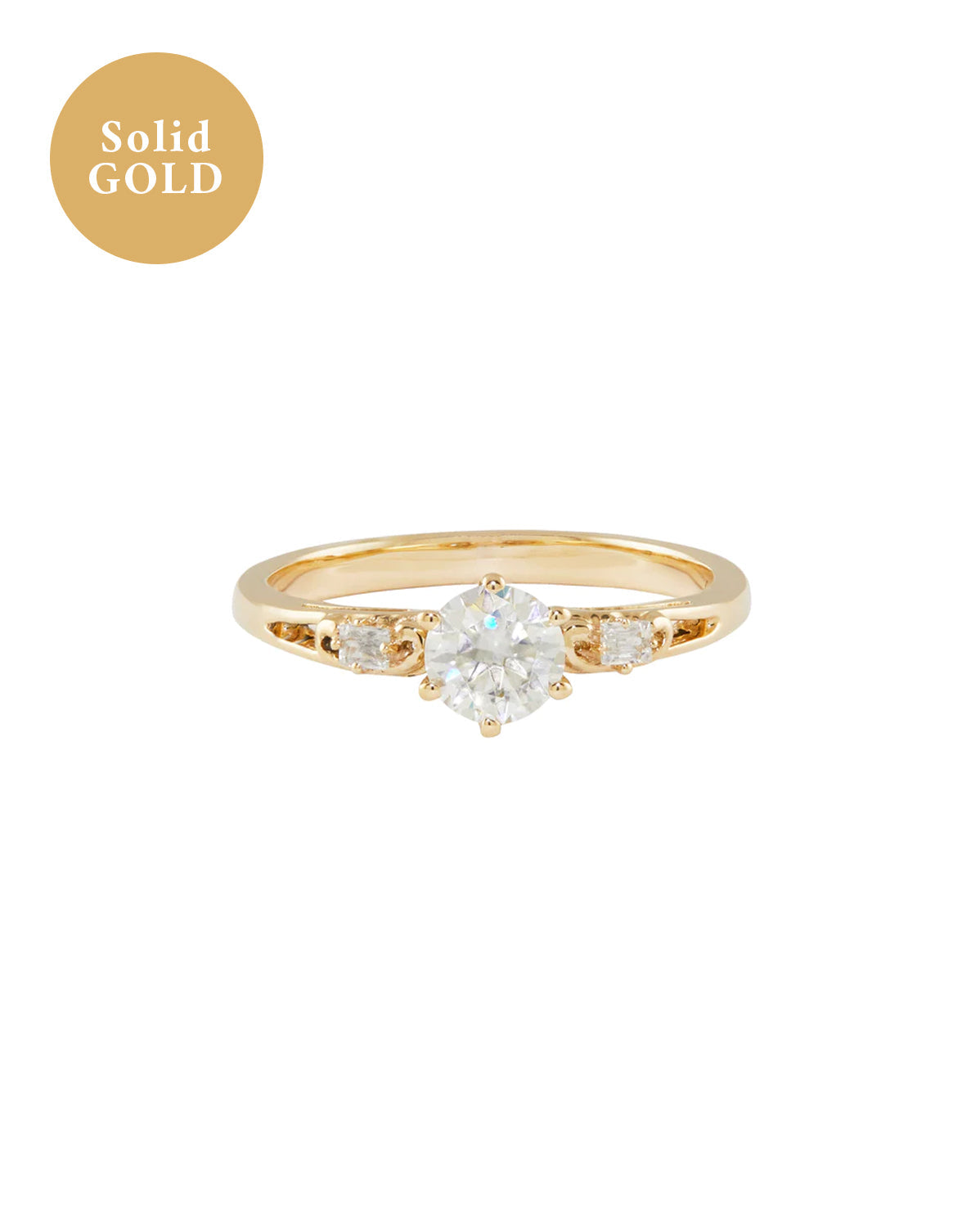 Solid Gold Nightingale Solitaire Ring
