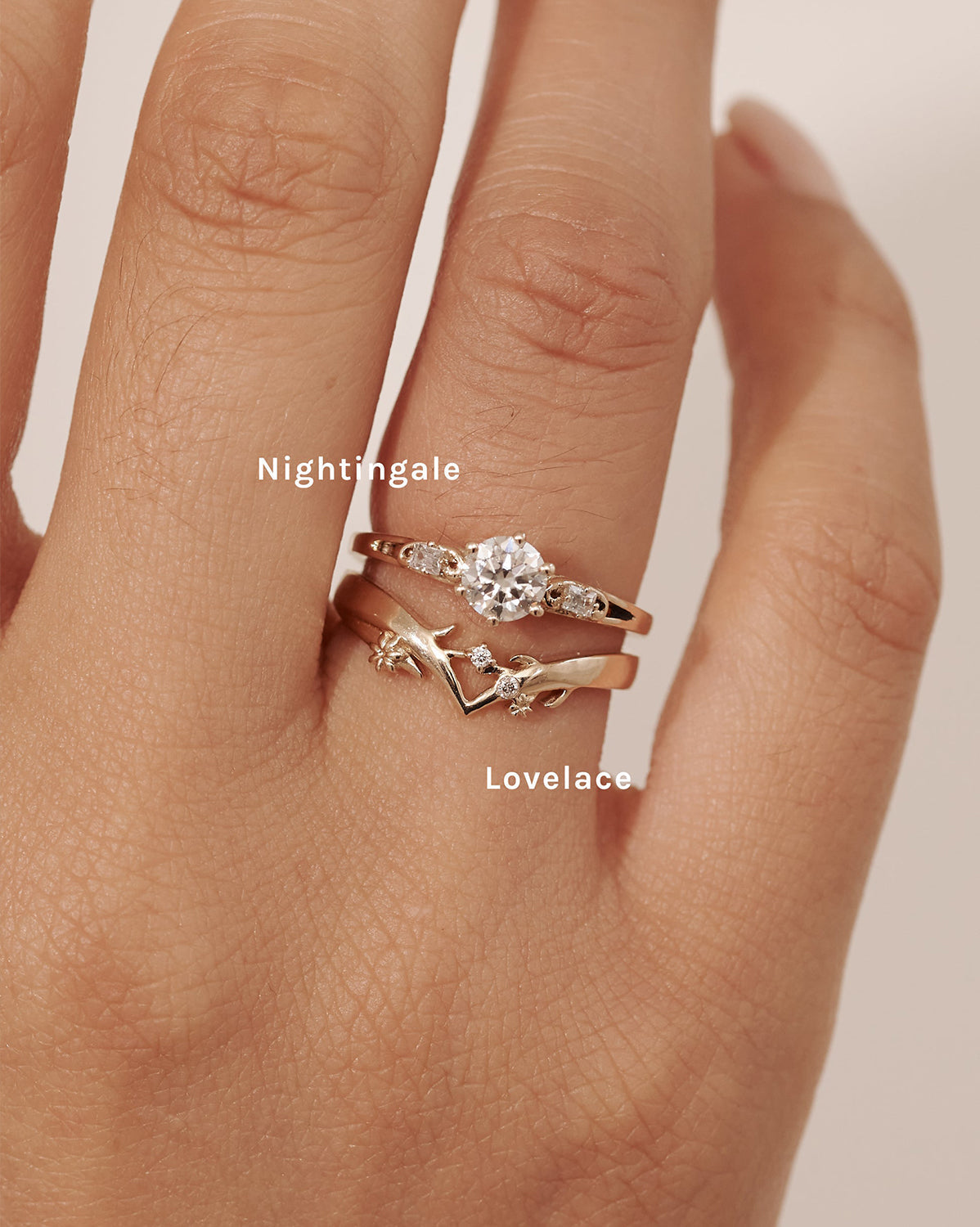 Solid Gold Nightingale Solitaire Ring