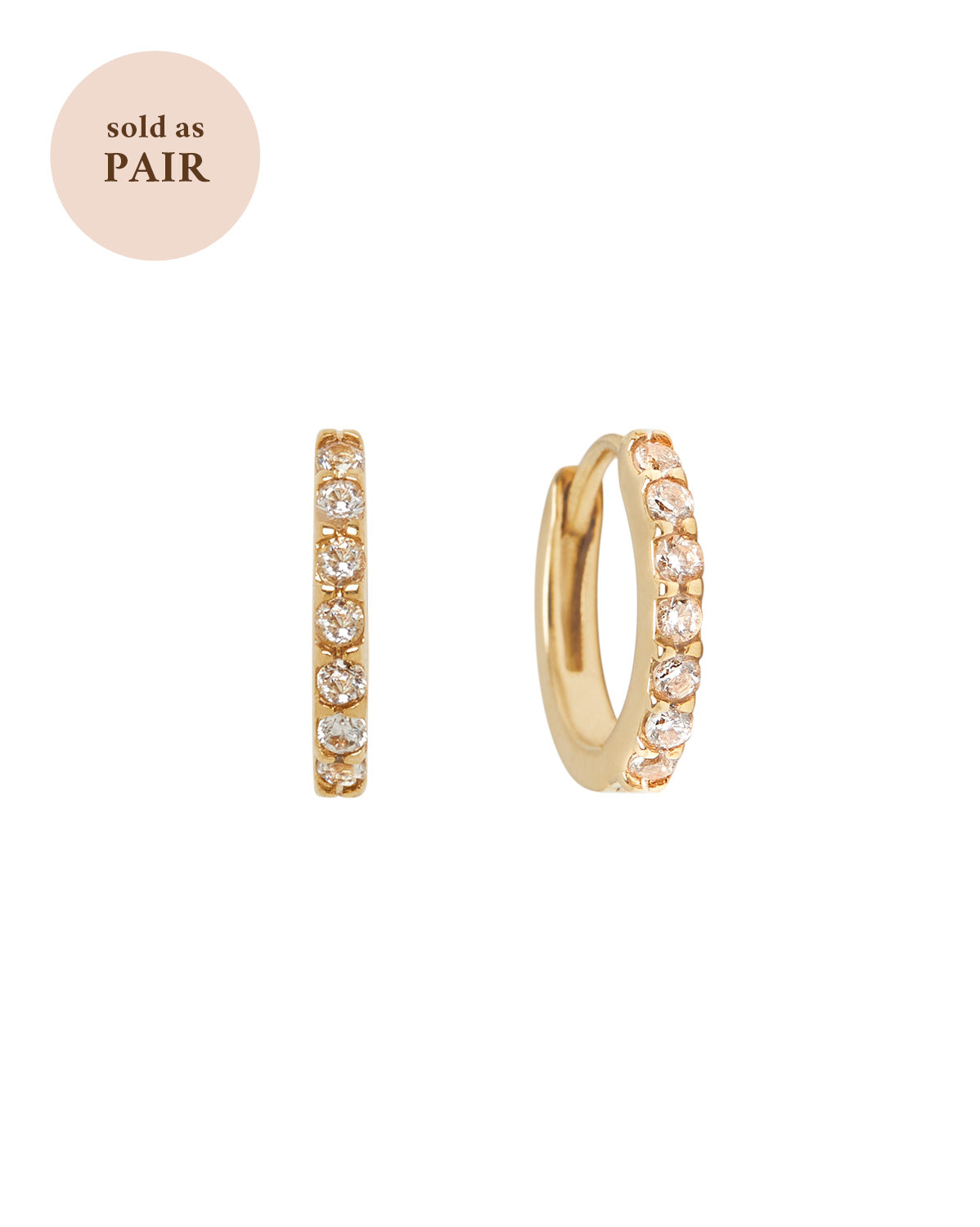 18K Gold Fill Ophelia Pave Huggie Hoop | S-kin Studio Jewelry | Ethical Piercing Earrings