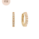 18K Gold Fill Ophelia Pave Huggie Hoop | S-kin Studio Jewelry | Ethical Piercing Earrings