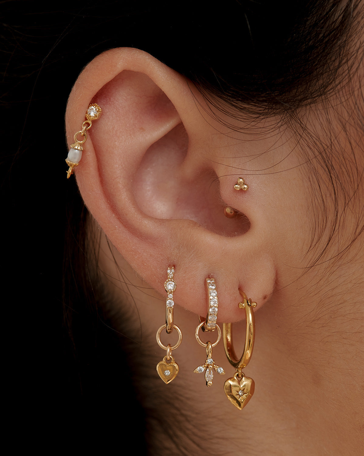 18K Gold Fill Ophelia Pave Huggie Hoop | S-kin Studio Jewelry | Ethical Piercing Earrings