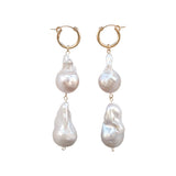 Aphrodite Baroque Pearl Earrings (Double Pearl) - S-kin Studio Jewelry | Minimal Jewellery That Lasts.