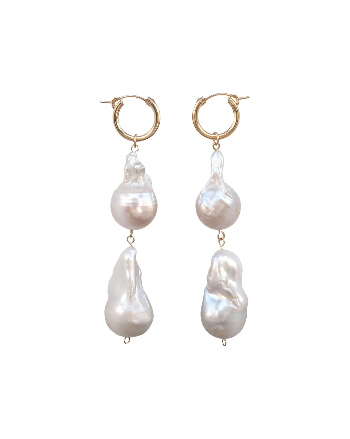 Aphrodite Baroque Pearl Earrings (Double Pearl) - S-kin Studio Jewelry | Minimal Jewellery That Lasts.