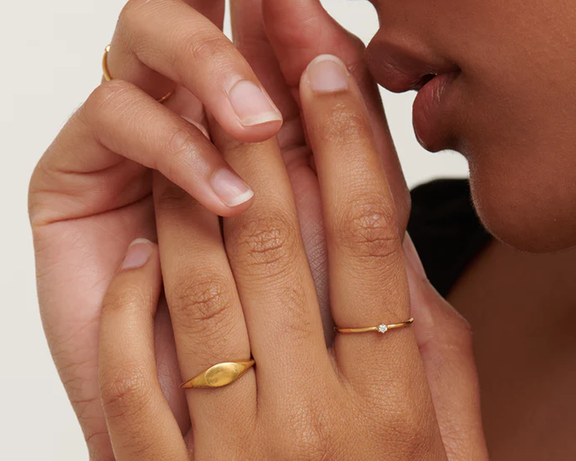 Primrose Solid Gold Petite Diamond Ring | 9K Solid Gold Rings | S-kin Studio Jewelry | Ethical Jewelry That Lasts