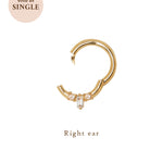14K Solid Gold Mina Trio Gemstone Hoop | S-kin Studio Jewelry | Ethical Piercing Earrings 