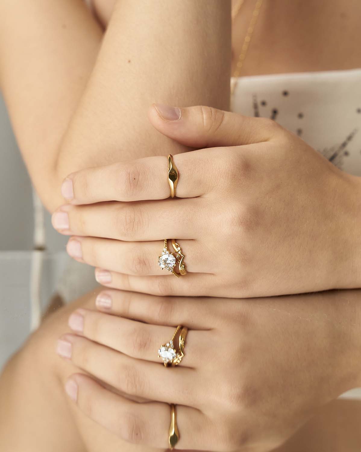 White Gold Lovelace Wishbone Ring