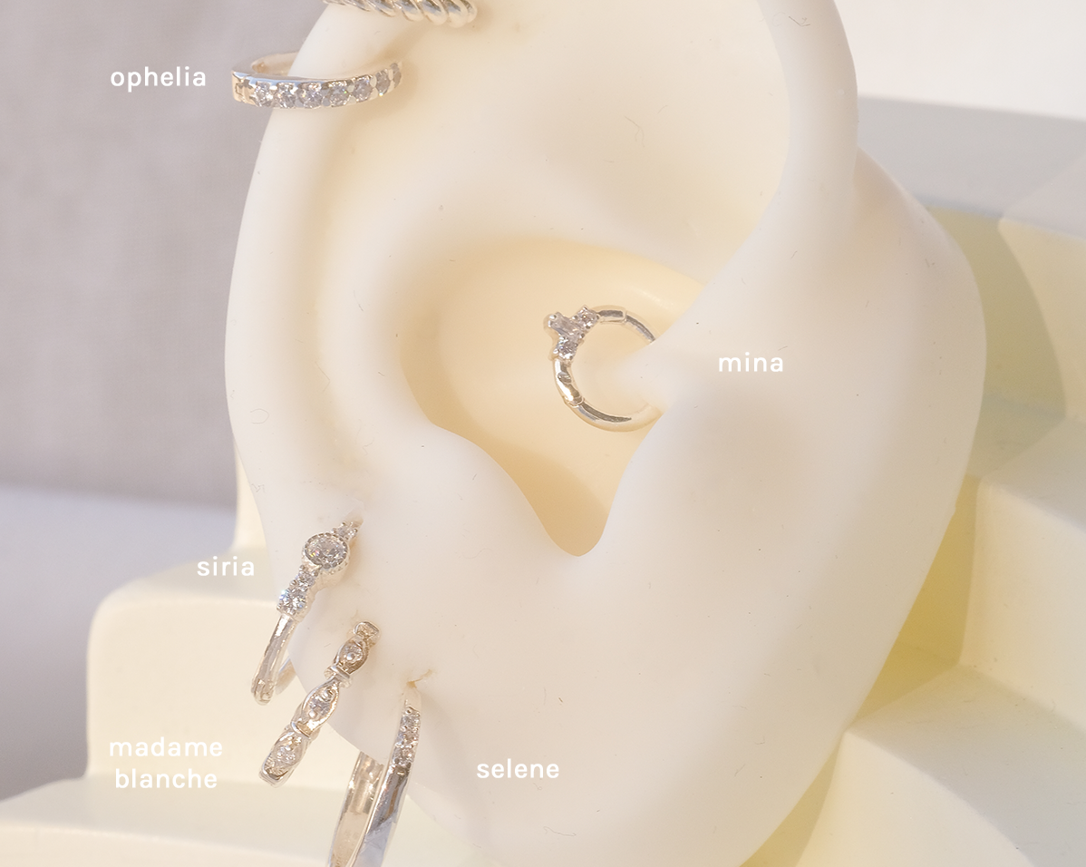 Sterling Silver Ophelia Pave Huggie Hoop | S-kin Studio Jewelry | Ethical Piercing Earrings