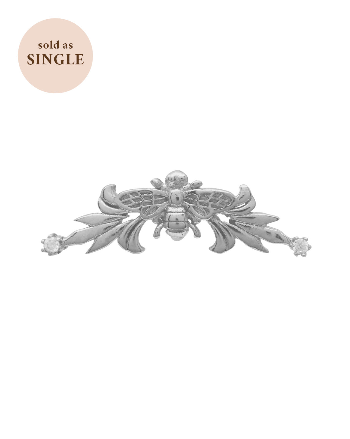 Sterling Silver Bee Curve Single Stud | S-kin Studio Jewelry | Ethical Piercing Stud