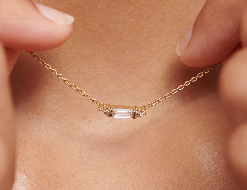 Baguette cut diamond necklace clearance