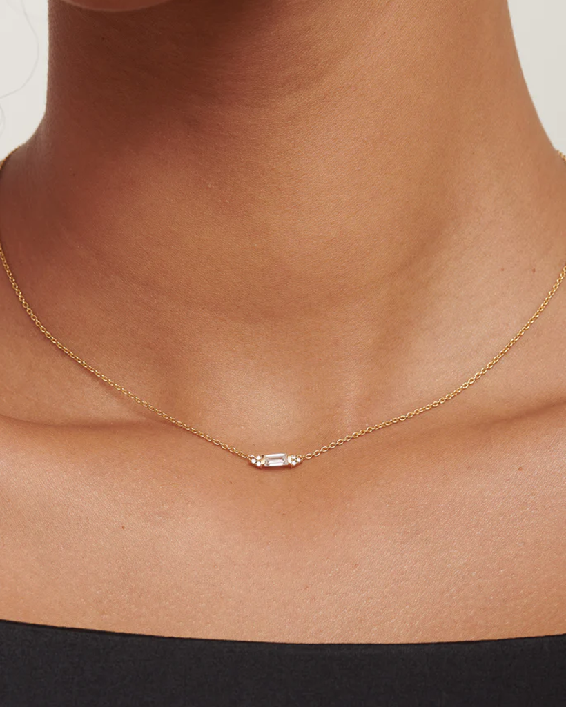 Victoria Solid Gold Baguette Diamond Necklace | 9K Solid Gold Necklaces | S-kin Studio Jewelry | Ethical Jewelry That Lasts