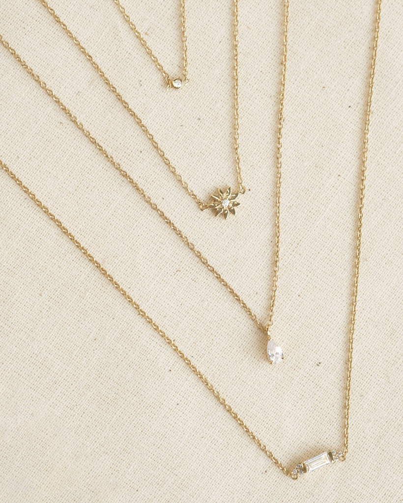 Victoria Solid Gold Baguette Diamond Necklace | 9K Solid Gold Necklaces | S-kin Studio Jewelry | Ethical Jewelry That Lasts