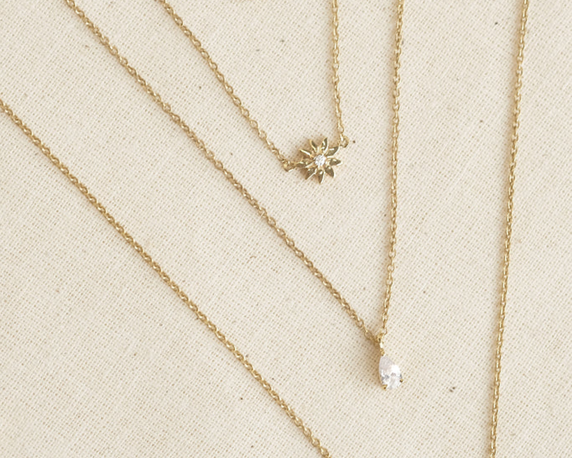 Victoria Solid Gold Baguette Diamond Necklace | 9K Solid Gold Necklaces | S-kin Studio Jewelry | Ethical Jewelry That Lasts