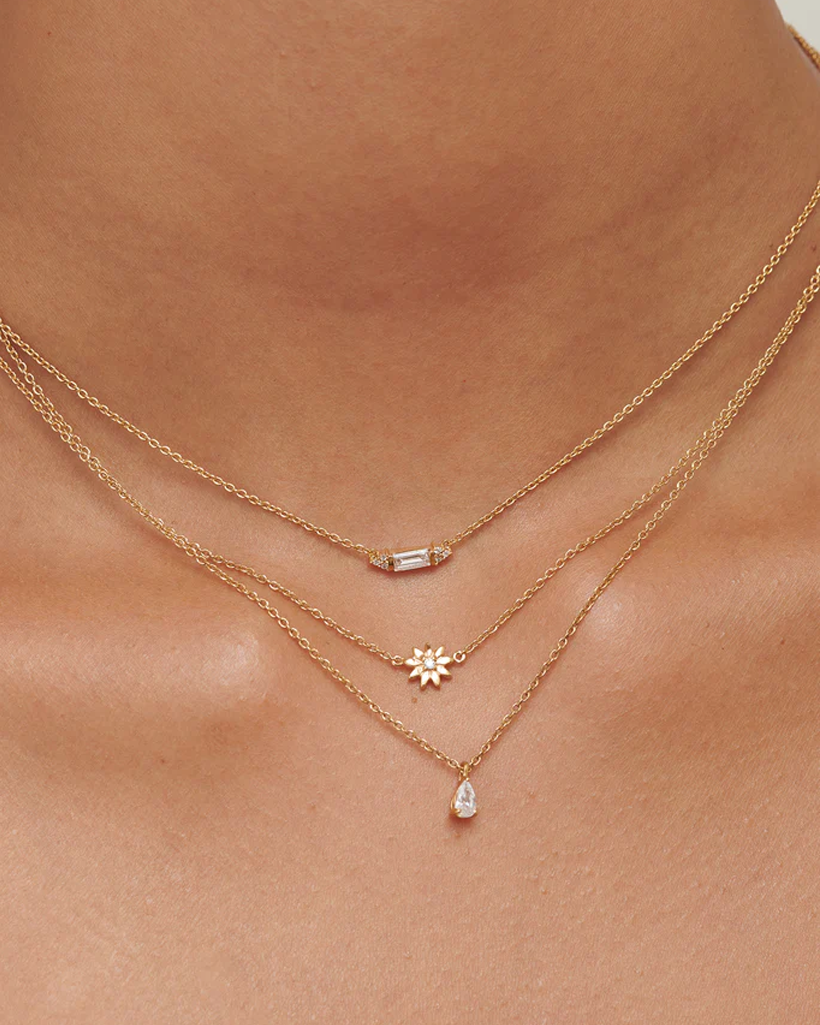 Victoria Solid Gold Baguette Diamond Necklace | 9K Solid Gold Necklaces | S-kin Studio Jewelry | Ethical Jewelry That Lasts