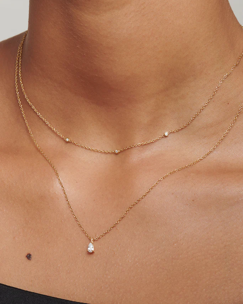 Yuki Solid Gold Trio Diamond Necklace | 9K Solid Gold Necklaces | S-kin Studio Jewelry | Ethical Jewelry That Lasts