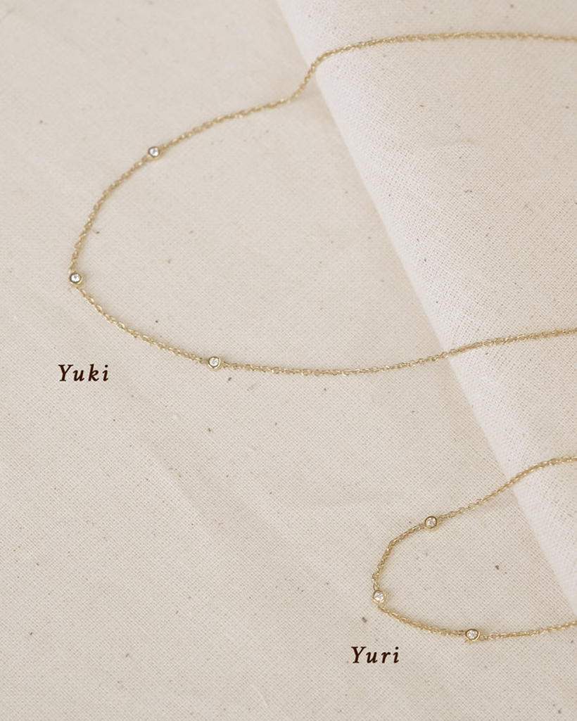 Yuki Solid Gold Trio Diamond Necklace | 9K Solid Gold Necklaces | S-kin Studio Jewelry | Ethical Jewelry That Lasts