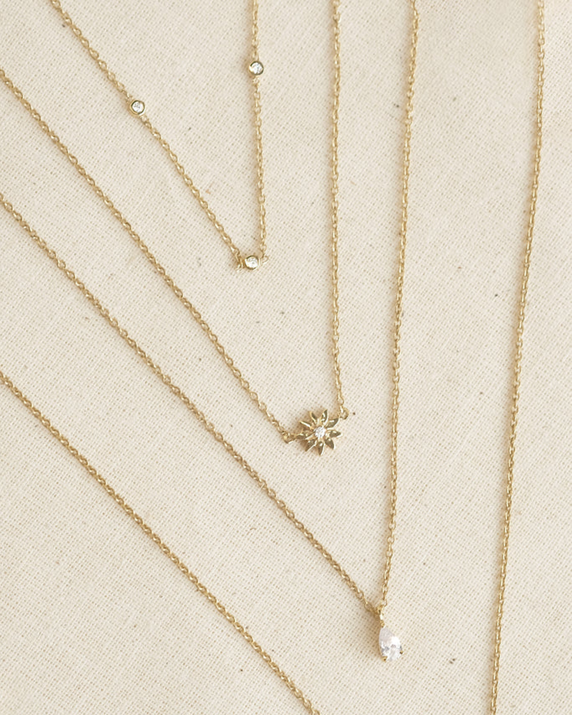 Yuki Solid Gold Trio Diamond Necklace | 9K Solid Gold Necklaces | S-kin Studio Jewelry | Ethical Jewelry That Lasts